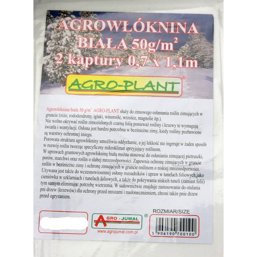 Kaptur Ochrony 2szt 50cm x 80cm Agrowłóknina Biała 