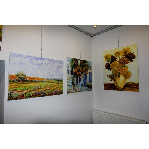 Obraz Olejny Słoneczniki Pejzaż 110x90 Cm Malowany Szpachelką