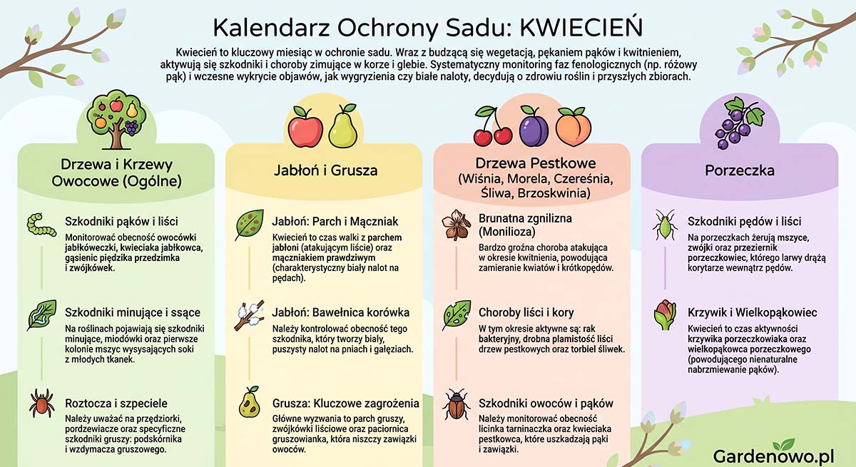 Kalendarz oprysków drzew owocowych 2026 kwiecień Kalendarz oprysków drzew owocowych 2026 kwiecień