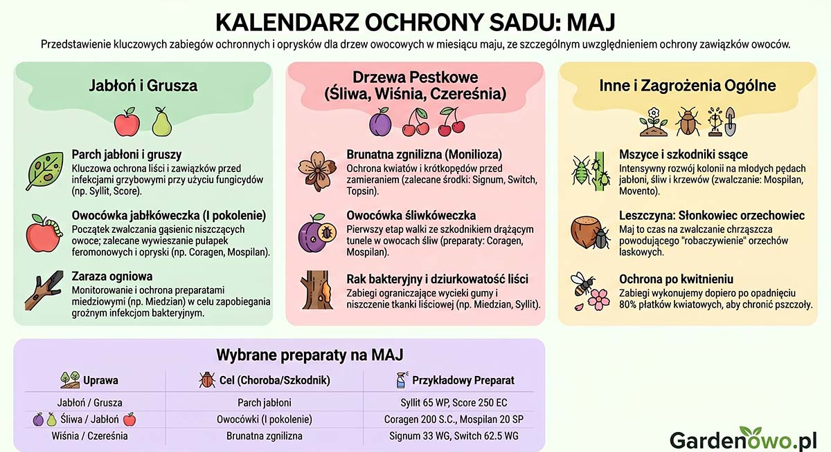 Kalendarz oprysków drzew owocowych 2026 maj Kalendarz oprysków drzew owocowych 2026 maj