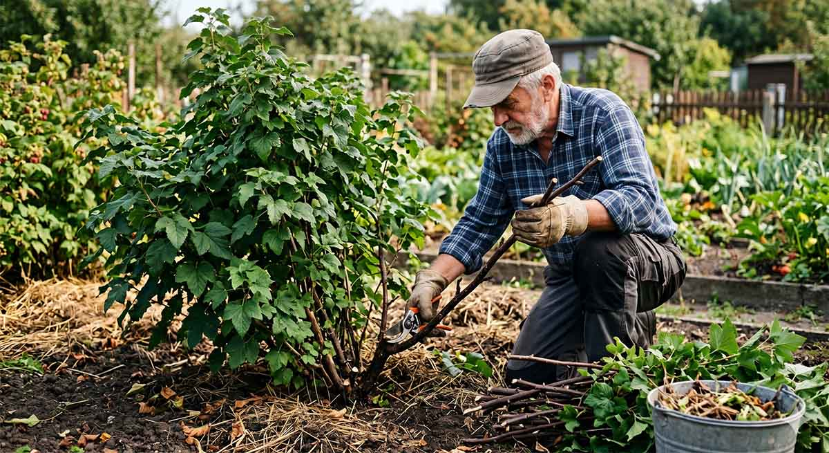 Cięcie porzeczki czarnej po zbiorach Krzew porzeczki czarnej przed i po przycięciu letnim