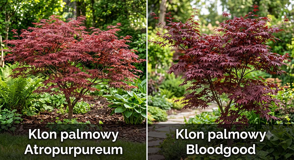 Czerwone klony palmowe w ogrodzie - Klon Atropurpureum vs Bloodgood Czerwone i bordowe rośliny do ogrodu - porównanie odmian